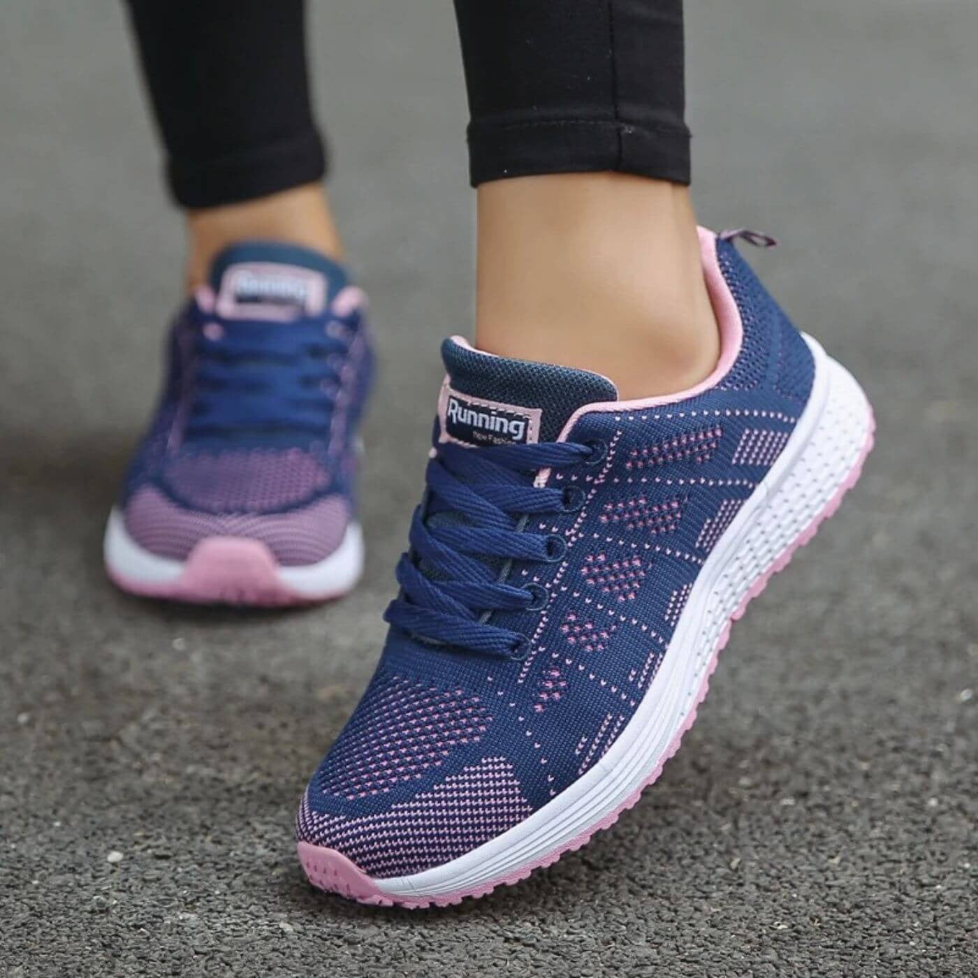 Chic Comfort: Gray and Pink Running Shoes
