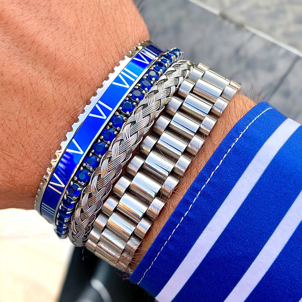 Roman Speed armband estilo bisel azul plateado