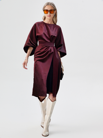 Elegance Flow™ - Luxe gedrapeerde midi-jurk