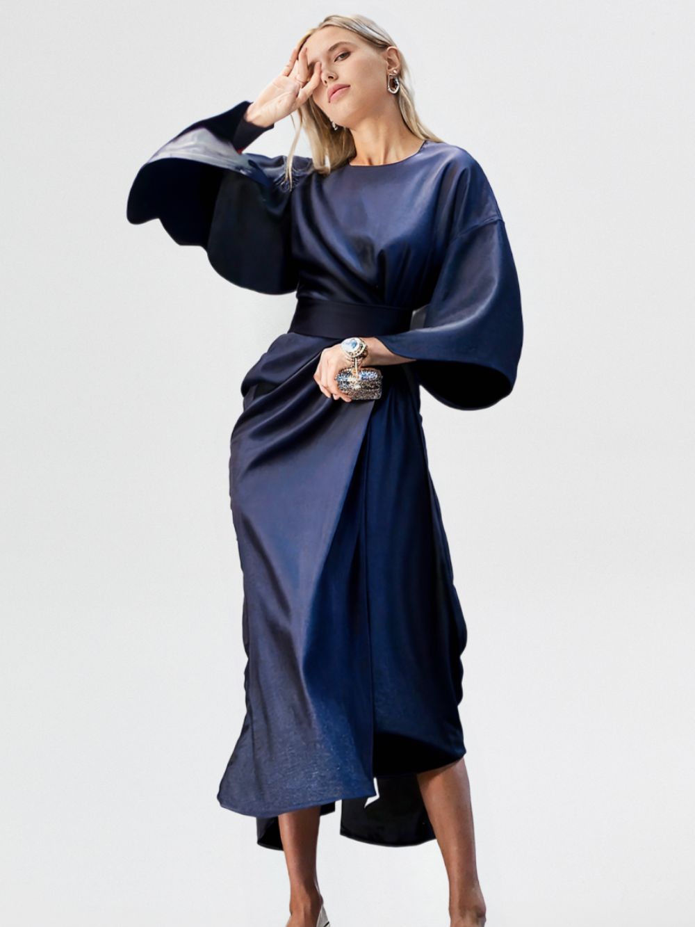 Elegance Flow™ - Luxe gedrapeerde midi-jurk