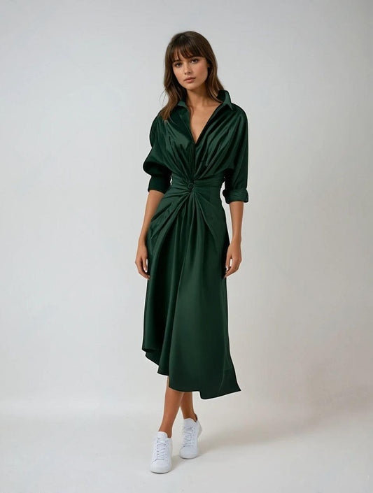 Stijlvolle Gedrapeerde Jurk met Elegante Pasvorm