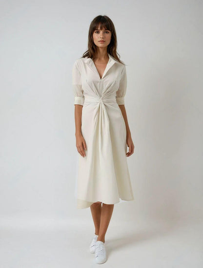 Stijlvolle Gedrapeerde Jurk met Elegante Pasvorm