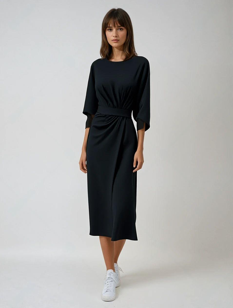 Elegance Flow™ - Luxe gedrapeerde midi-jurk